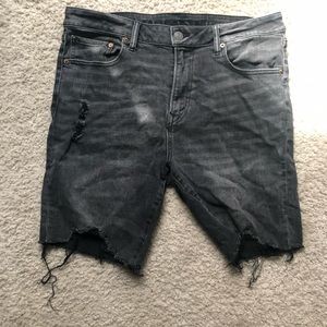 Mens Charcoal Black American Eagle Denim Shorts